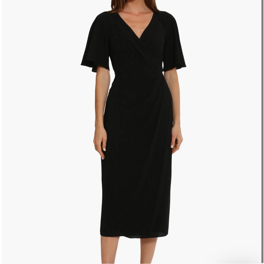 Like-new Maggy London Flutter Sleeve Faux Wrap Midi Dress